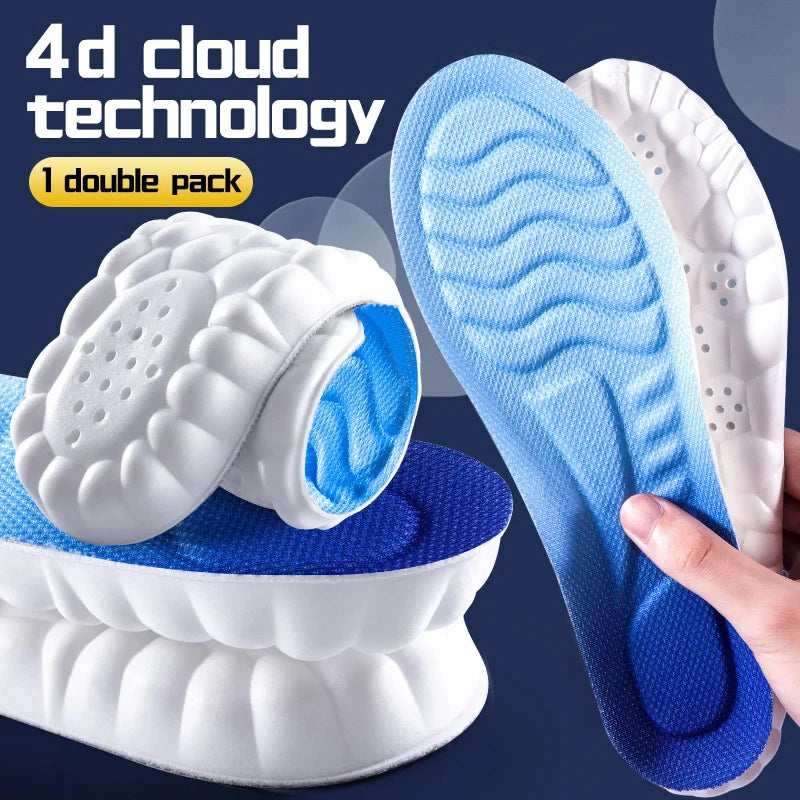 4D CloudTech Sports Insoles – Soft PU Shock-Absorbing Orthopedic Inserts for Running & Everyday Comfort | Breathable Cushion Sole for Men & Women