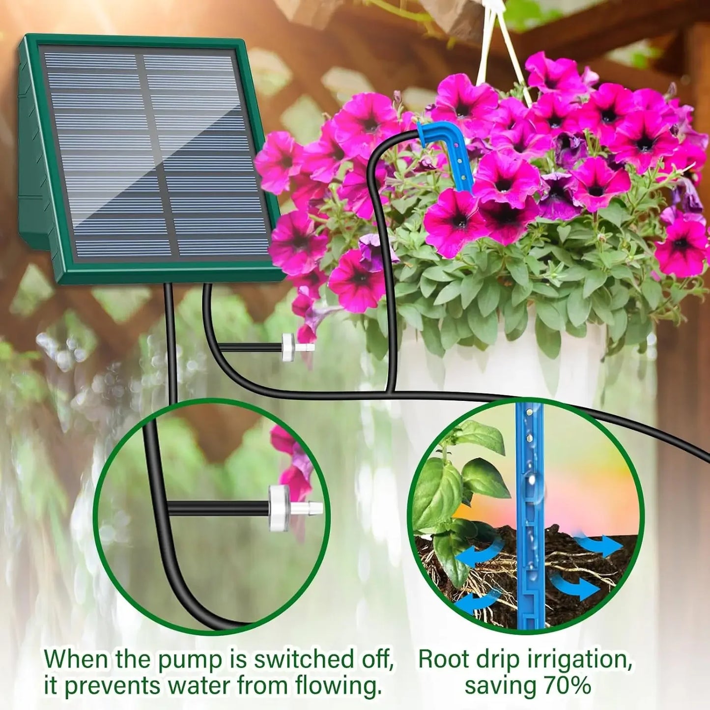 Solar Automatic Drip Irrigation System – DIY Garden & Balcony Watering Kit with Drip Hose