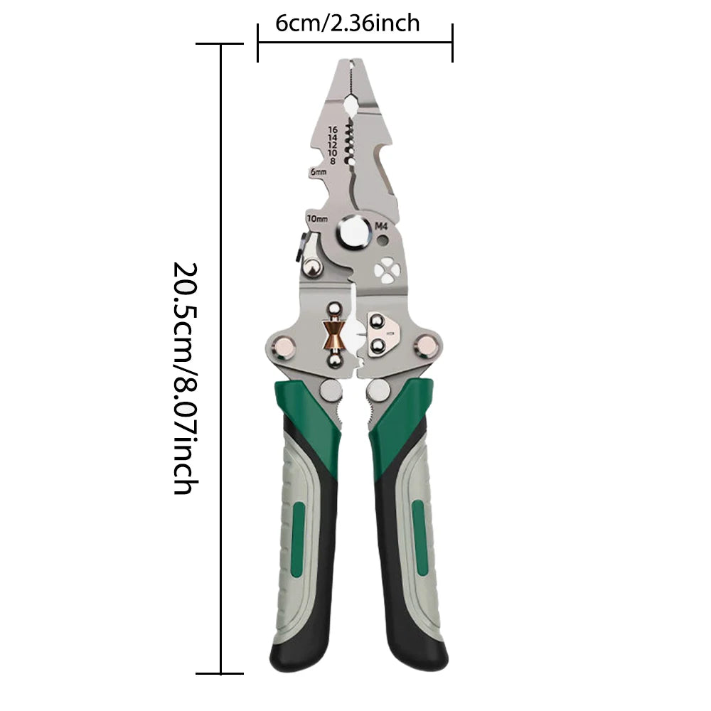 Foldable Wire Stripper & Crimping Tool – Multi-Function Electrician Pliers with Pulley Design for Cutting, Stripping & Wire Winding