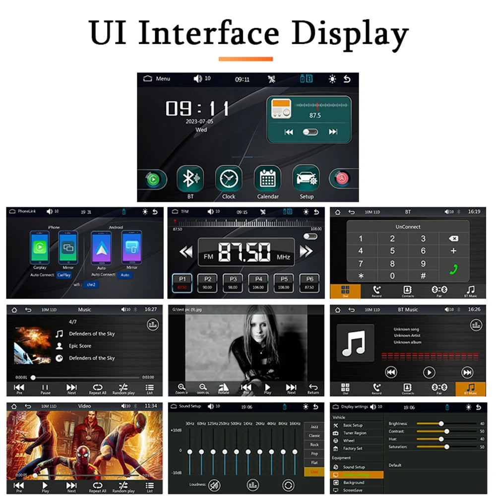 Portable Car Touchscreen Multimedia Player – Wireless CarPlay & Android Auto | USB, AUX & Backup Camera Support