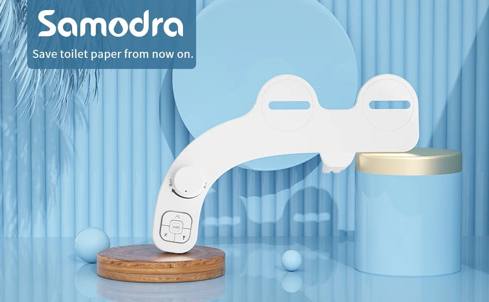 SAMODRA Non-Electric Bidet Attachment – Dual Self-Cleaning Nozzles for Front & Rear Wash | Easy-to-Install Toilet Seat Water Sprayer
