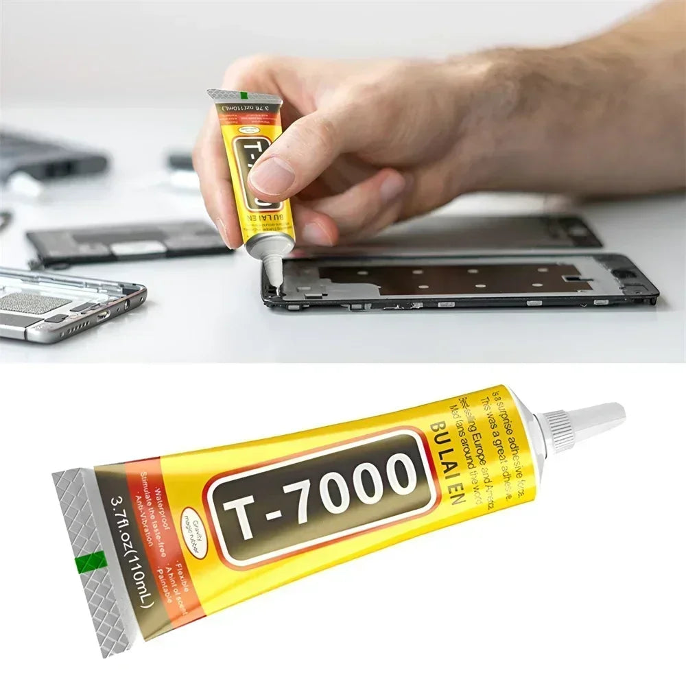 B‑7000 Clear Contact Adhesive – Universal DIY Repair Glue & T7000 Precision‑Tip Applicator for Glass & Plastic Bonding