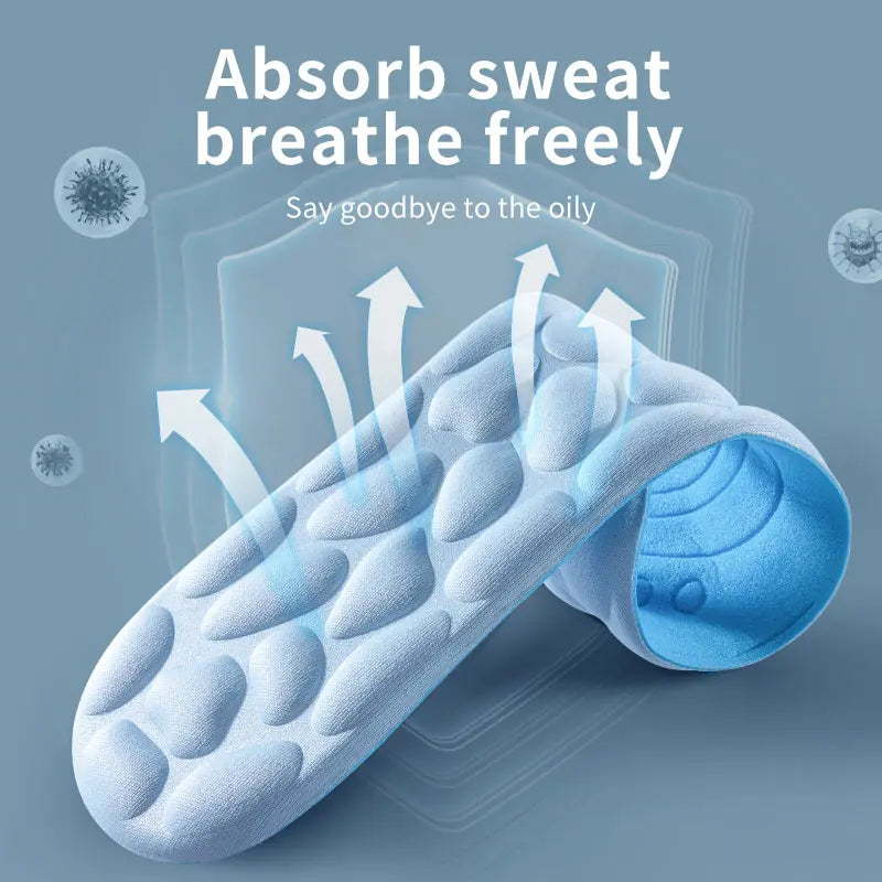 4D CloudTech Sports Insoles – Soft PU Shock-Absorbing Orthopedic Inserts for Running & Everyday Comfort | Breathable Cushion Sole for Men & Women
