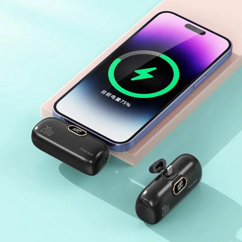 Mini Capsule Power Bank – Ultra-Compact Fast Charger & Emergency External Battery for iPhone and Android