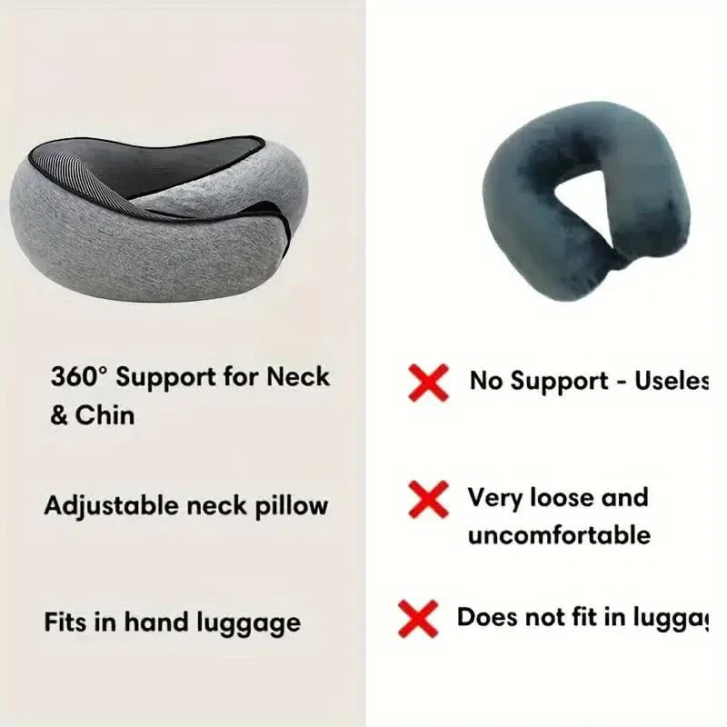 Travel Neck Pillow – Memory Foam U-Shaped Snail Style | Portable, Adjustable & Soft Neck Support for Airplane, Car & Office Naps
