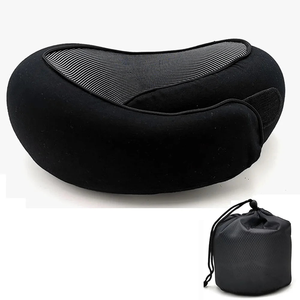 Travel Neck Pillow – Memory Foam U-Shaped Snail Style | Portable, Adjustable & Soft Neck Support for Airplane, Car & Office Naps