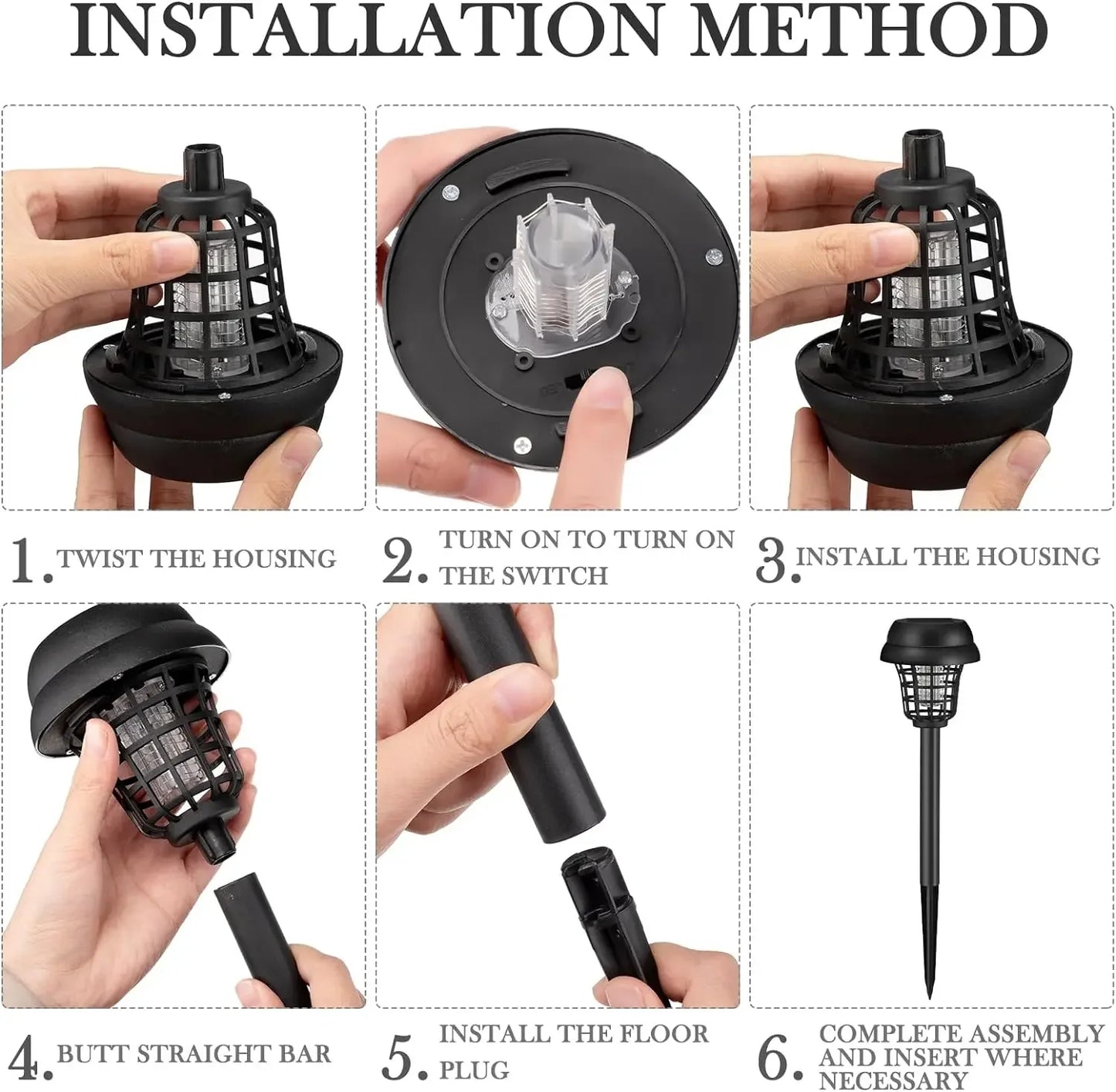 Solar-Powered Mosquito Zapper Lamp – Waterproof Insect Killer with 2 Light Modes & Safety Net for Lawn & Outdoor Use