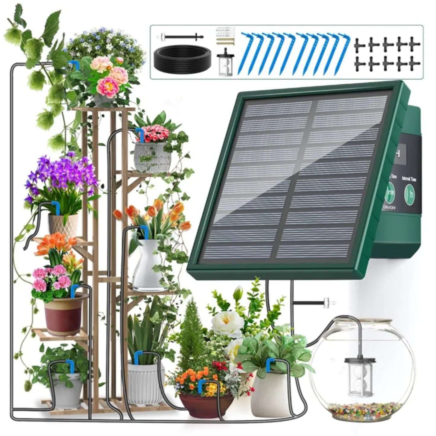 Solar Automatic Drip Irrigation System – DIY Garden & Balcony Watering Kit with Drip Hose