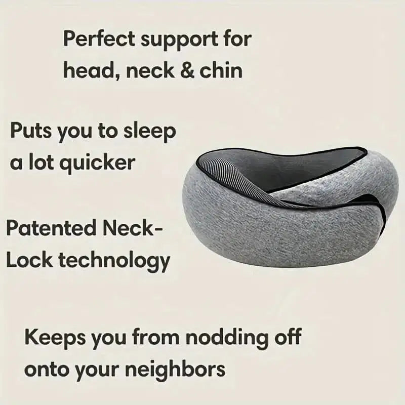 Travel Neck Pillow – Memory Foam U-Shaped Snail Style | Portable, Adjustable & Soft Neck Support for Airplane, Car & Office Naps
