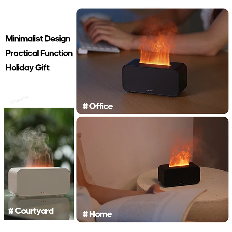 KINSCOTER Colorful Flame Aroma Diffuser & Air Humidifier – Ultrasonic Cool Mist with Timer