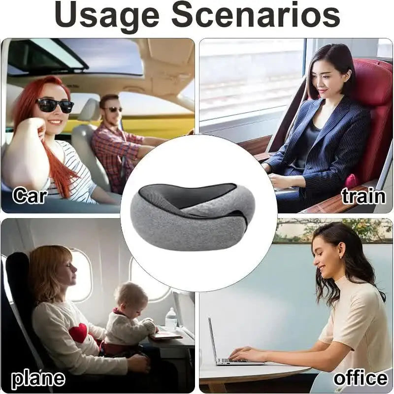 Travel Neck Pillow – Memory Foam U-Shaped Snail Style | Portable, Adjustable & Soft Neck Support for Airplane, Car & Office Naps