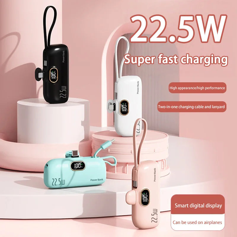 Mini Capsule Power Bank – Ultra-Compact Fast Charger & Emergency External Battery for iPhone and Android