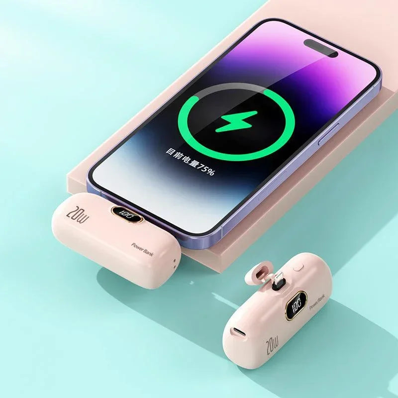Mini Capsule Power Bank – Ultra-Compact Fast Charger & Emergency External Battery for iPhone and Android