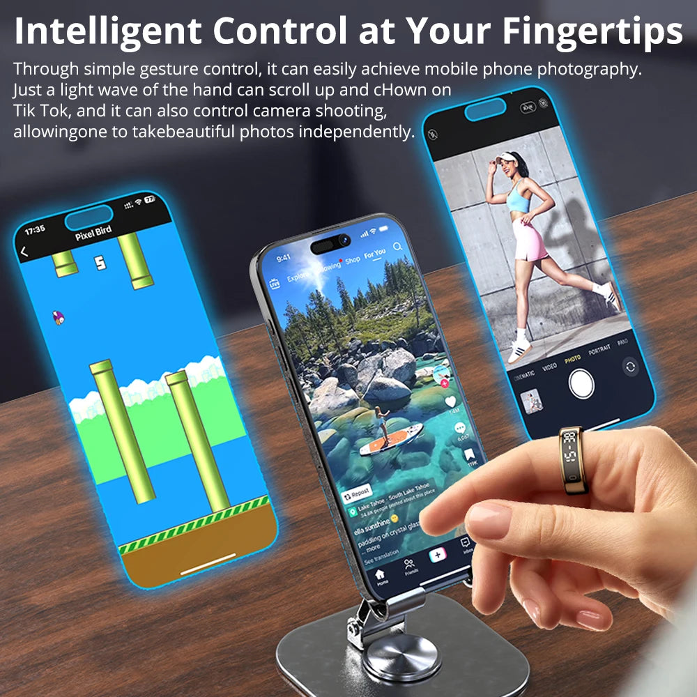 COLMI R12 Smart Ring – Touch Screen, Wireless Charging & Health Tracker, 5ATM Waterproof for Men & Women