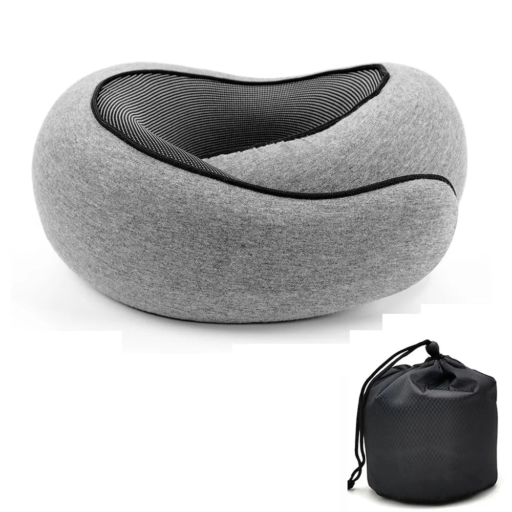 Travel Neck Pillow – Memory Foam U-Shaped Snail Style | Portable, Adjustable & Soft Neck Support for Airplane, Car & Office Naps