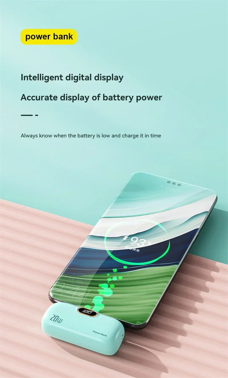 Mini Capsule Power Bank – Ultra-Compact Fast Charger & Emergency External Battery for iPhone and Android