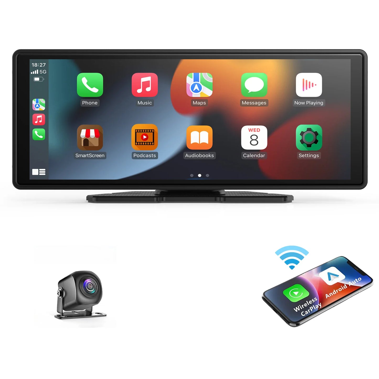 Universal Wireless CarPlay & Android Auto Touchscreen – Portable Car Display