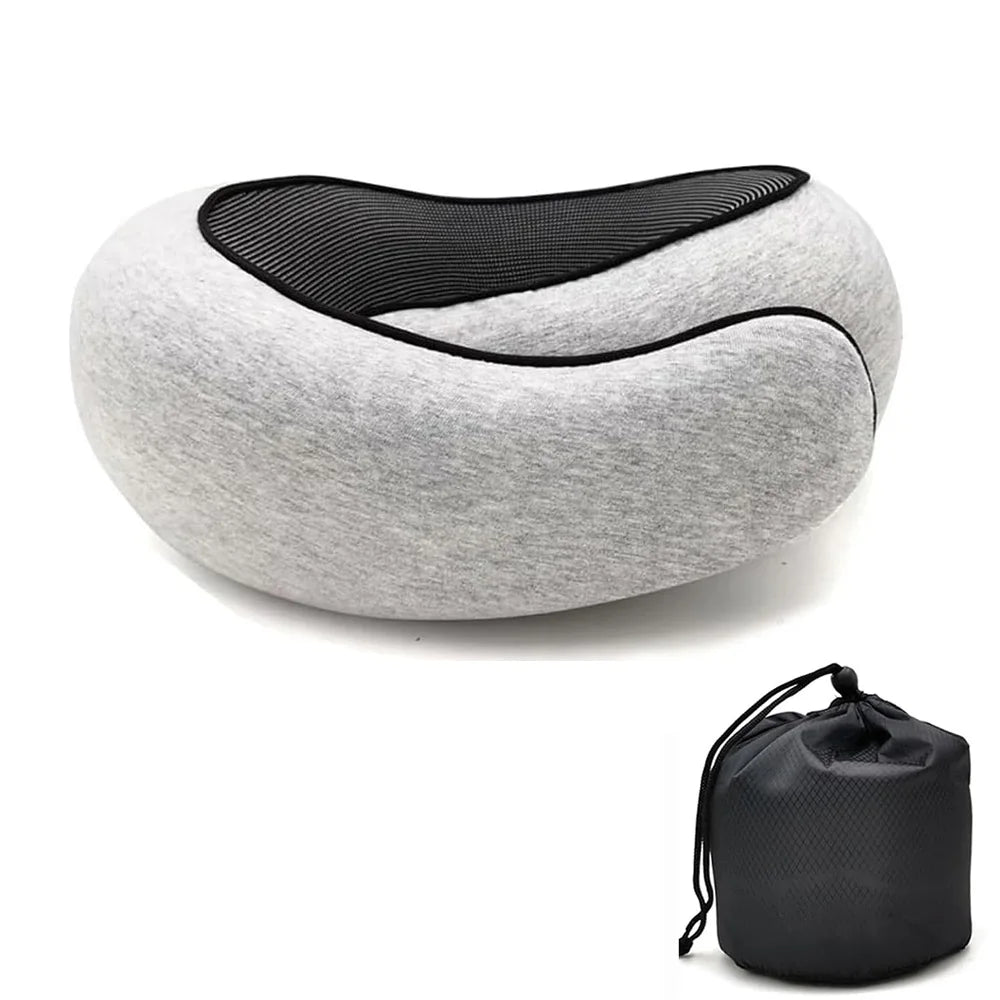 Travel Neck Pillow – Memory Foam U-Shaped Snail Style | Portable, Adjustable & Soft Neck Support for Airplane, Car & Office Naps