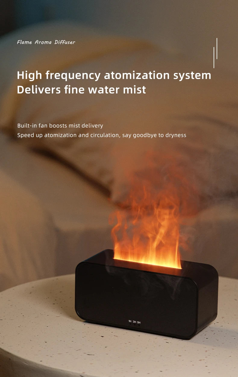 KINSCOTER Colorful Flame Aroma Diffuser & Air Humidifier – Ultrasonic Cool Mist with Timer