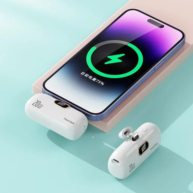 Mini Capsule Power Bank – Ultra-Compact Fast Charger & Emergency External Battery for iPhone and Android