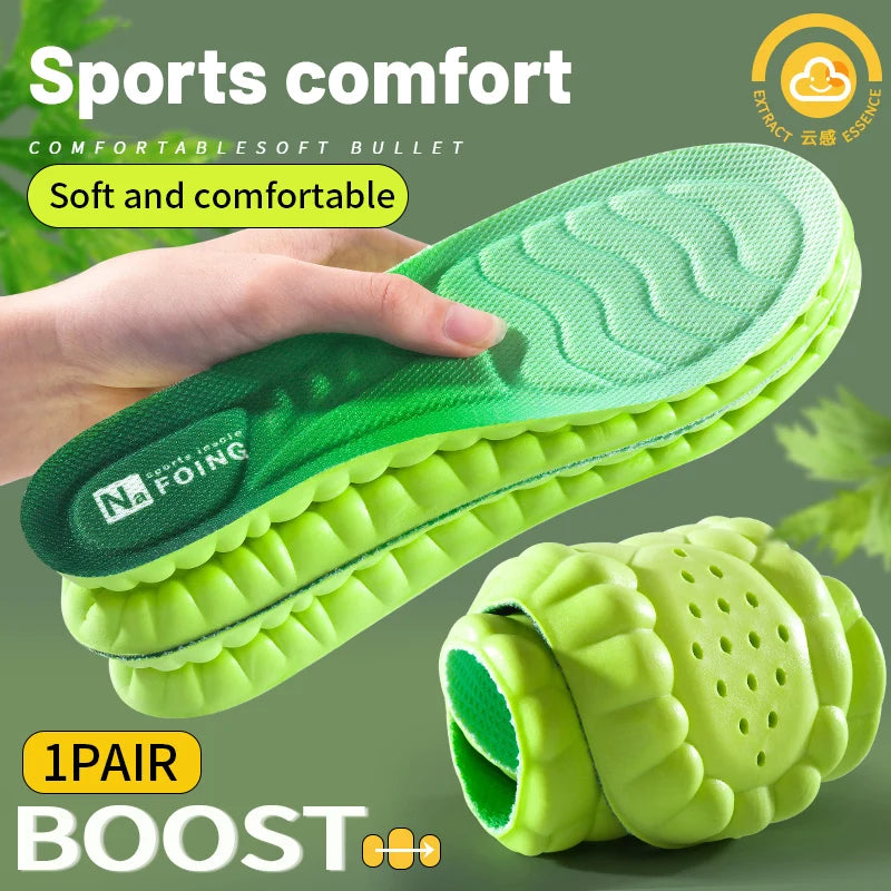 4D CloudTech Sports Insoles – Soft PU Shock-Absorbing Orthopedic Inserts for Running & Everyday Comfort | Breathable Cushion Sole for Men & Women