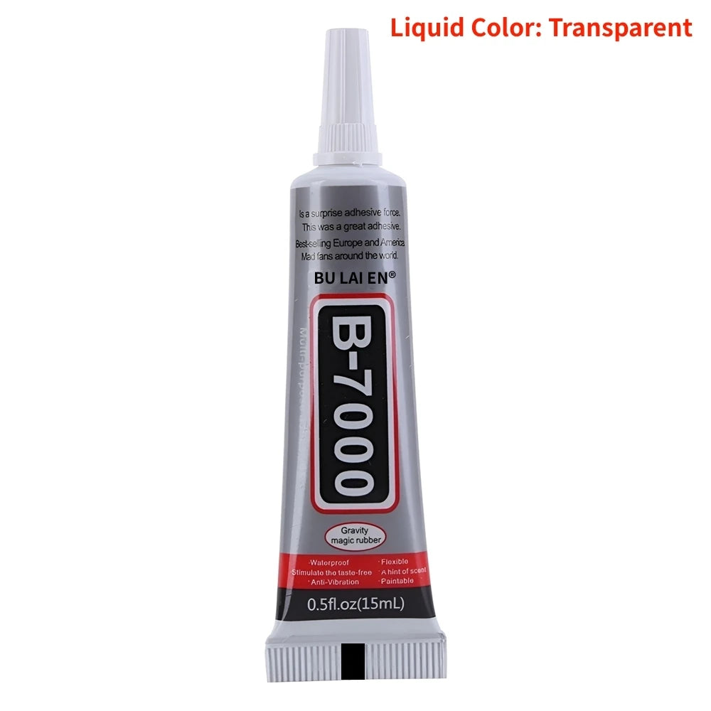 B‑7000 Clear Contact Adhesive – Universal DIY Repair Glue & T7000 Precision‑Tip Applicator for Glass & Plastic Bonding