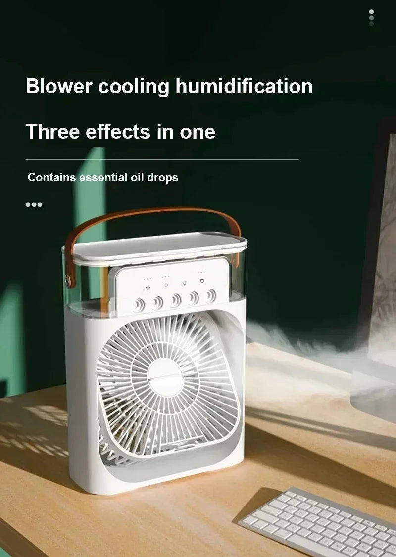 3-in-1 Portable Air Cooler, Humidifier & LED Night Light – Mini Air Conditioner Fan for Home & Office Use