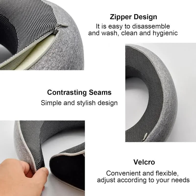 Travel Neck Pillow – Memory Foam U-Shaped Snail Style | Portable, Adjustable & Soft Neck Support for Airplane, Car & Office Naps
