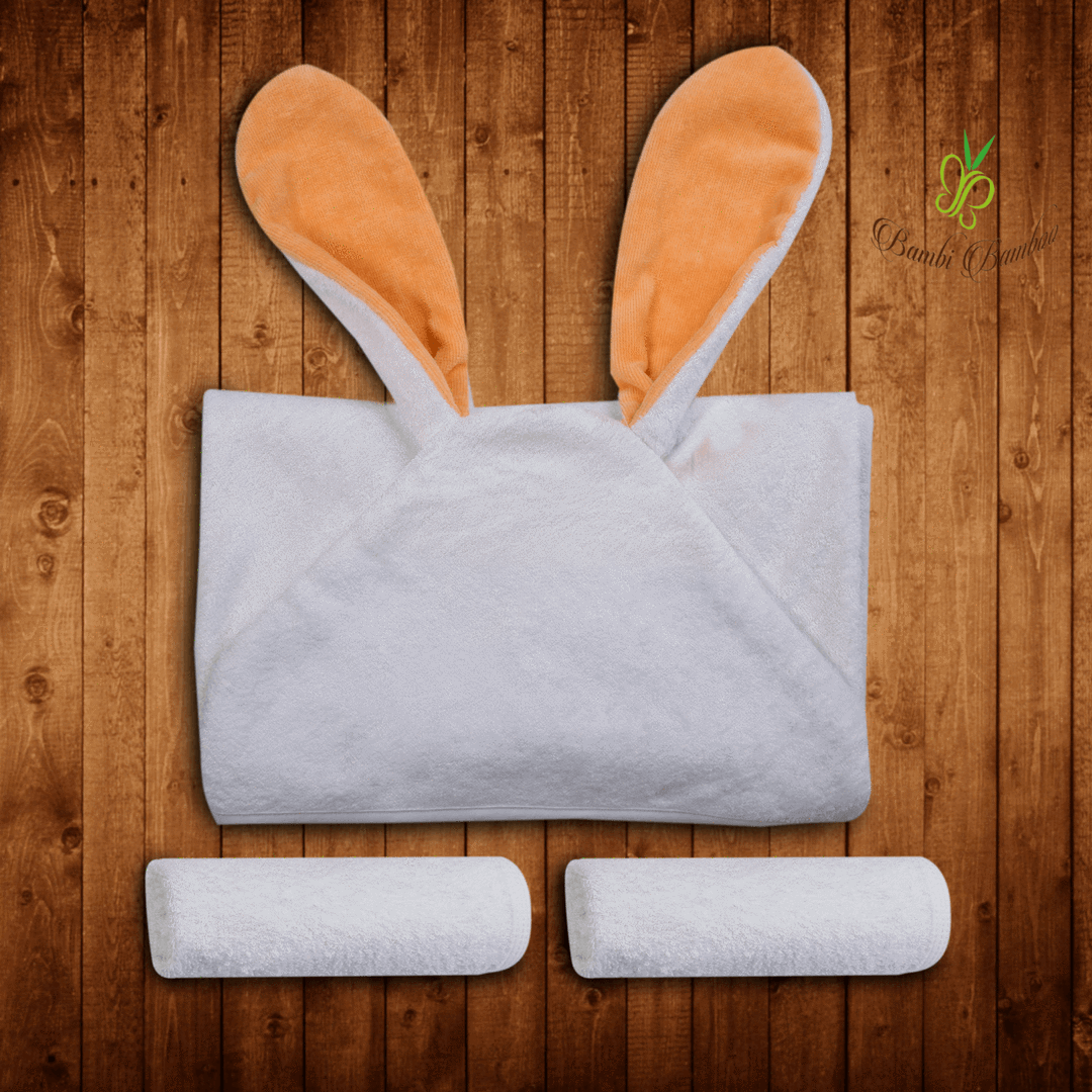 Bunny Hooded Towel + 2 Washcloths