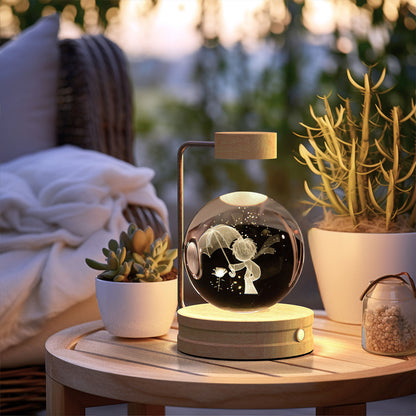 Beautiful crystal ball night light with soft glowing illumination for bedroom ambiance