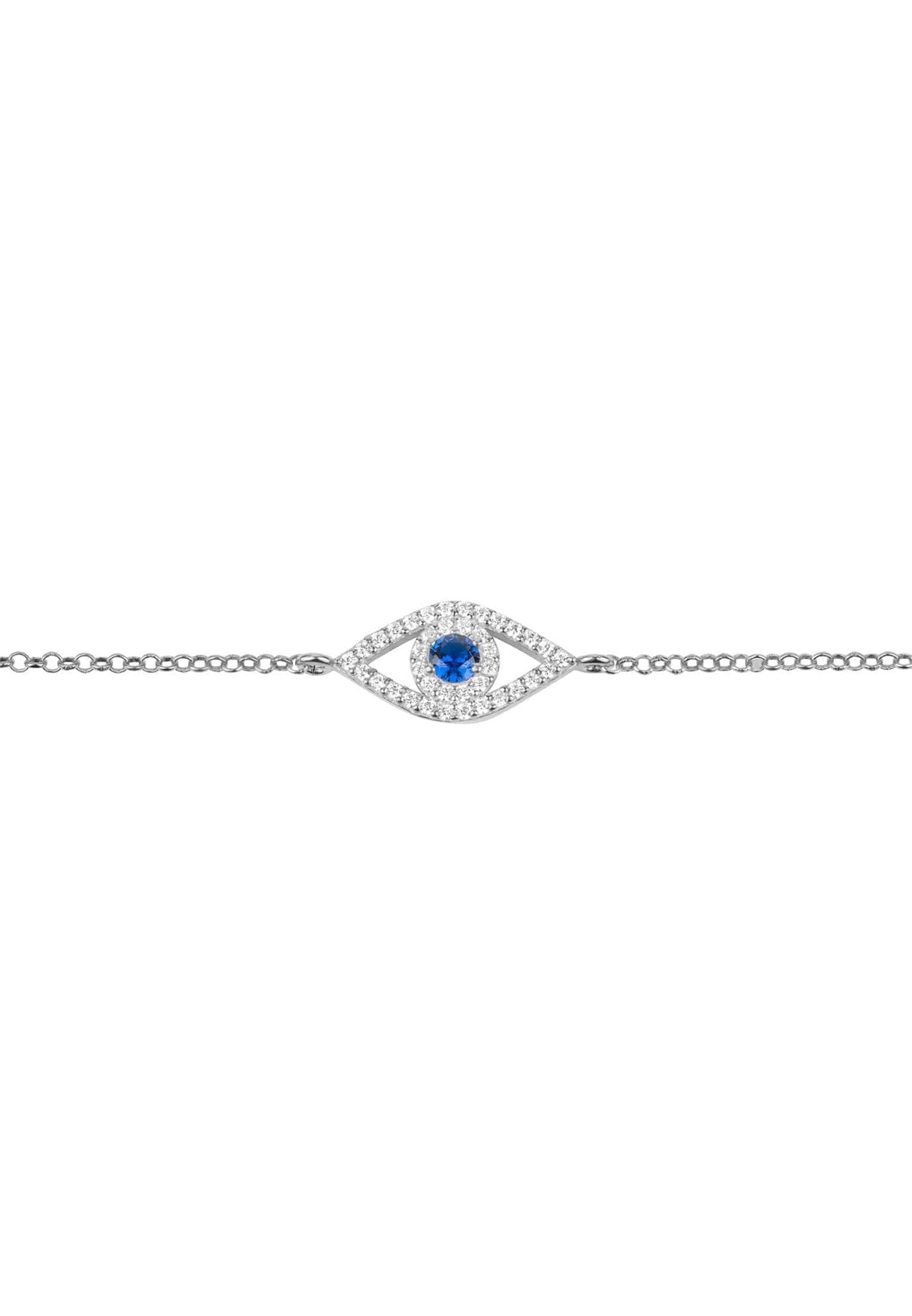 Evil Eye Elliptical Bracelet Blue Silver