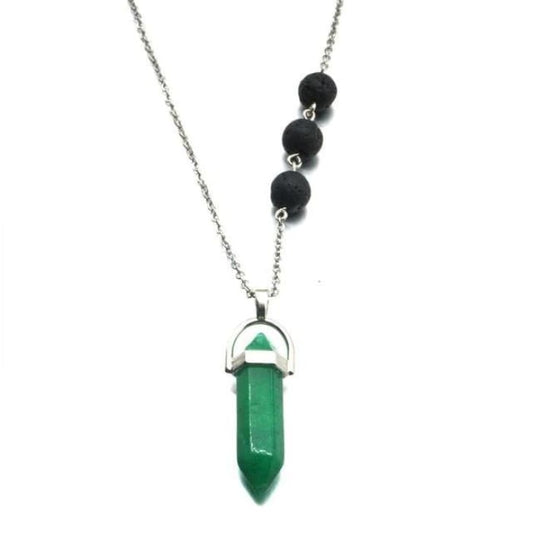 Green Crystal Lava Stone Necklace