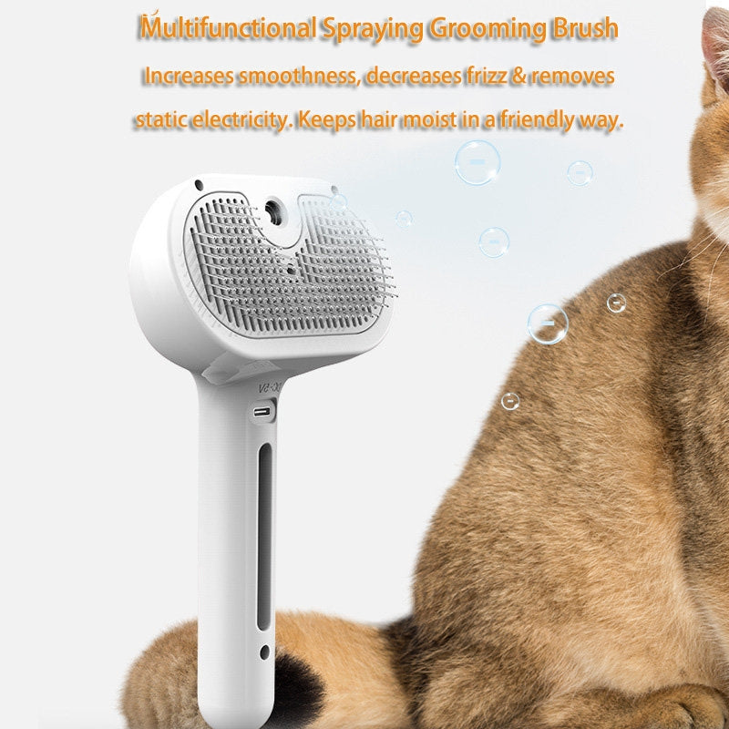 Self-Cleaning Pet Grooming Comb with Mist Spray