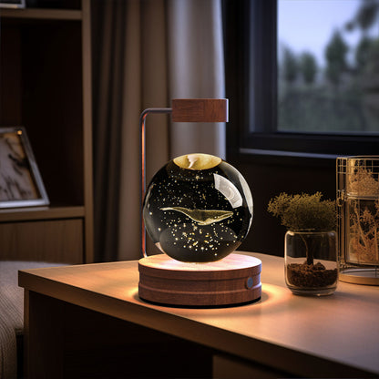 Crystal ball night light with colorful LED lights and intricate detailing
