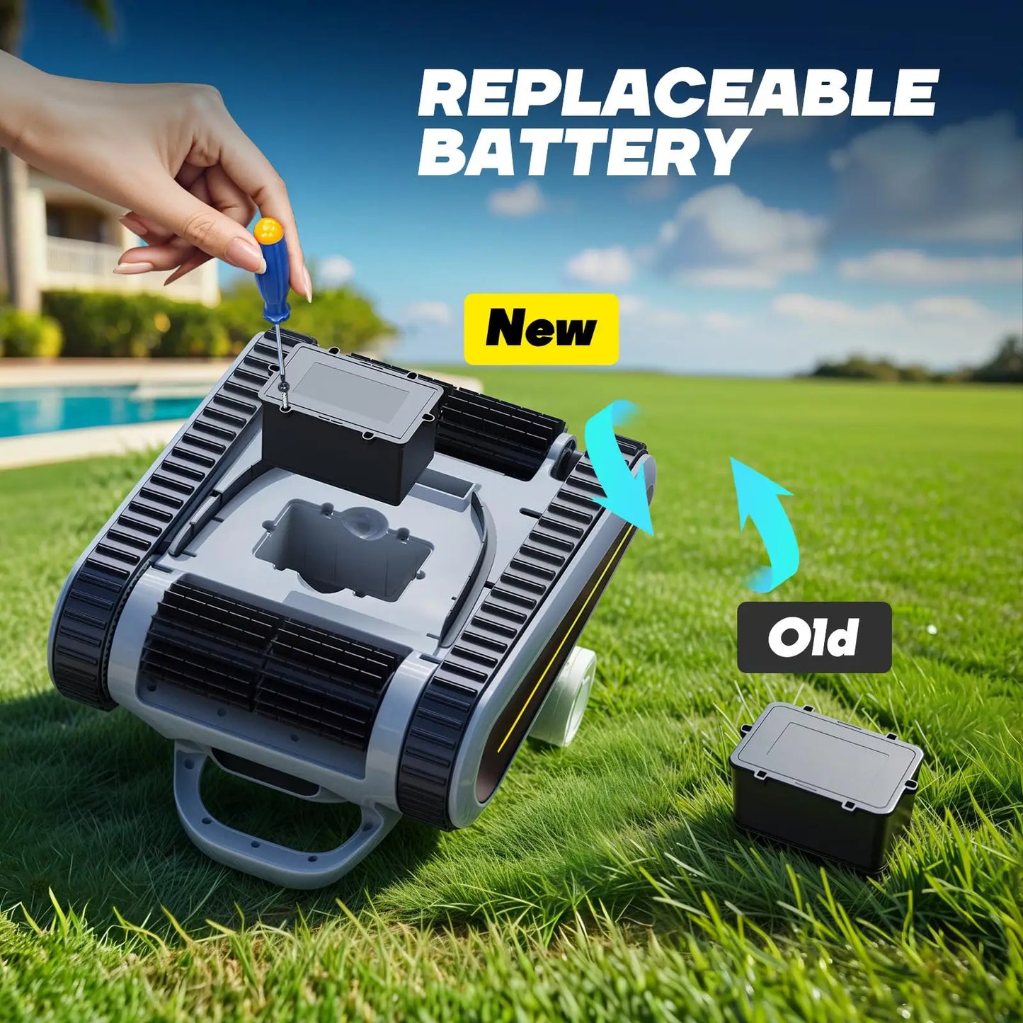 SEAUTO Crab Pro Robotic Pool Cleaner – 45,000Pa Powerful Suction & Wall-Climbing