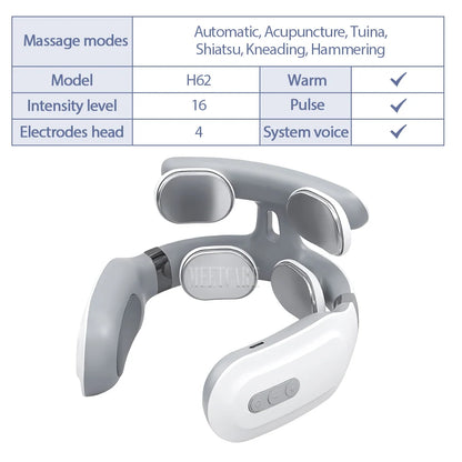 Smart Wireless Back & Neck Massager with Heating & TENS Pulse – Cervical Muscle Pain Relief & Shoulder Health Care