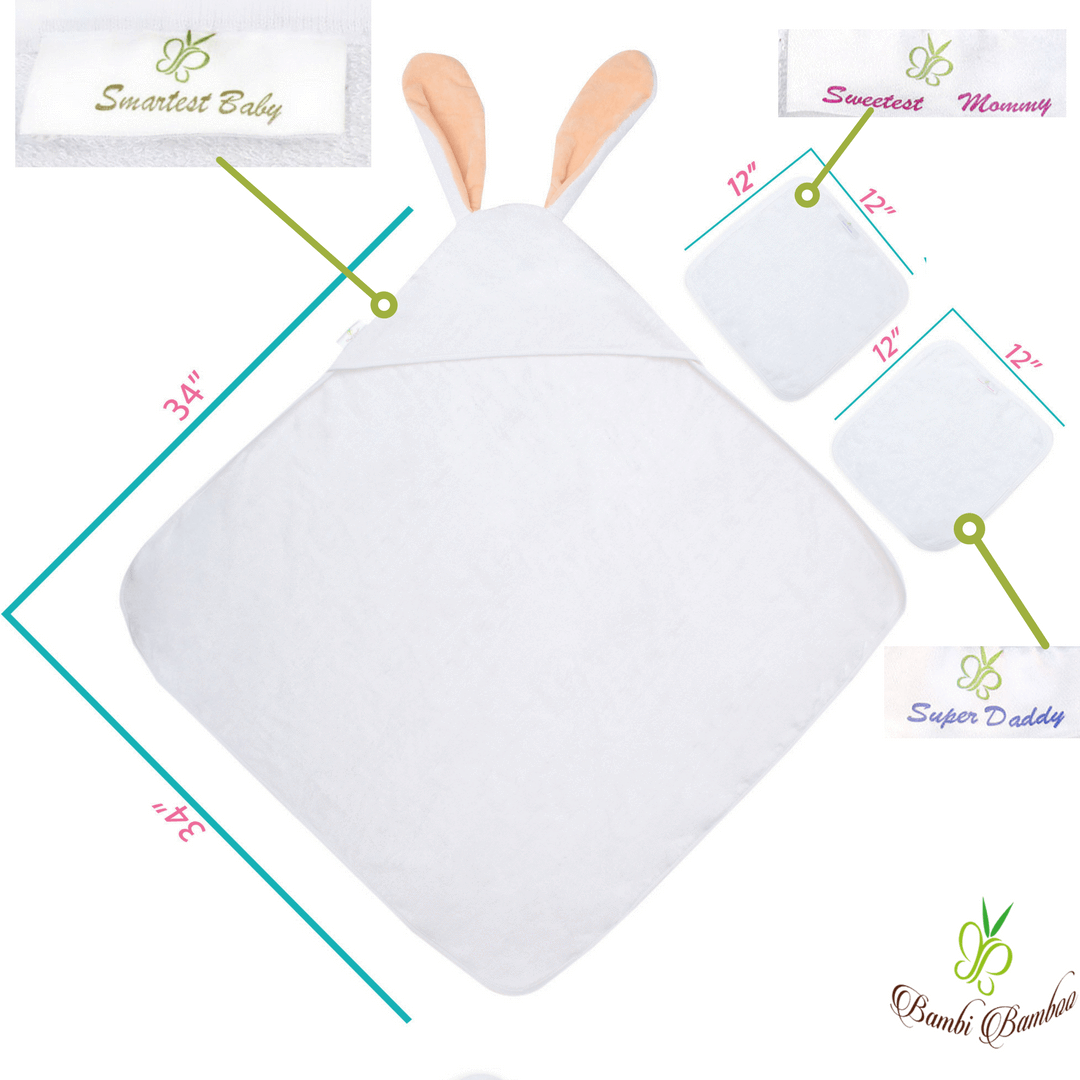 Bunny Hooded Towel + 2 Washcloths