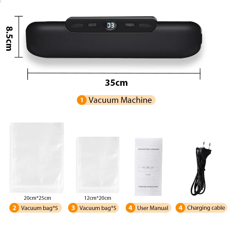 SaengQ Vacuum Sealer Machine – Food Saver with 10 Free Vacuum Bags | Household Food Preservation & Packaging