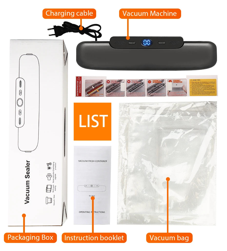 SaengQ Vacuum Sealer Machine – Food Saver with 10 Free Vacuum Bags | Household Food Preservation & Packaging