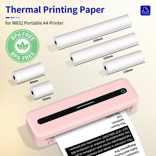 Phomemo A4 Quick‑Dry Thermal Paper – Multi‑Purpose for M832/M835 Portable Printer