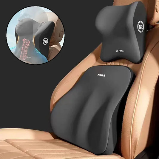 Memory Foam Car Headrest & Lumbar Support Cushion – Universal Back & Neck Pillow for Comfort and Posture