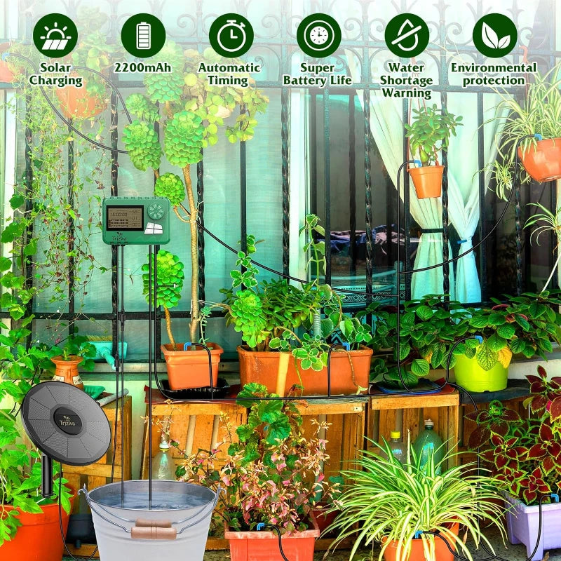 DIY Solar Irrigation Kit with 15m Hose – Garden, Balcony & Greenhouse Drip Watering System