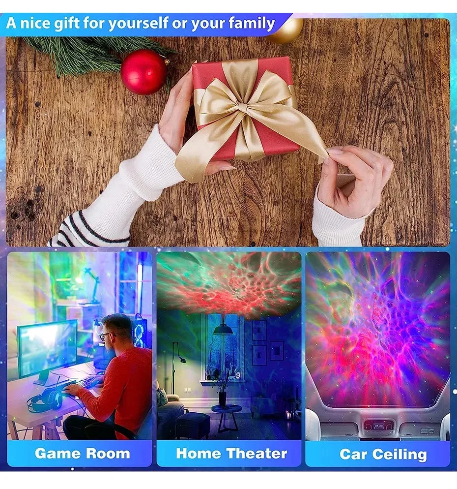 A detailed image of the Astronaut Galaxy Star Projector Night Light featuring nebula effects, remote control, and space-themed LED galaxy lamp for immersive stargazing and ambient lighting