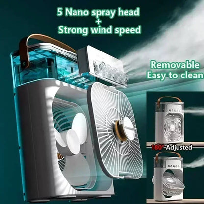 3-in-1 Portable Air Cooler, Humidifier & LED Night Light – Mini Air Conditioner Fan for Home & Office Use