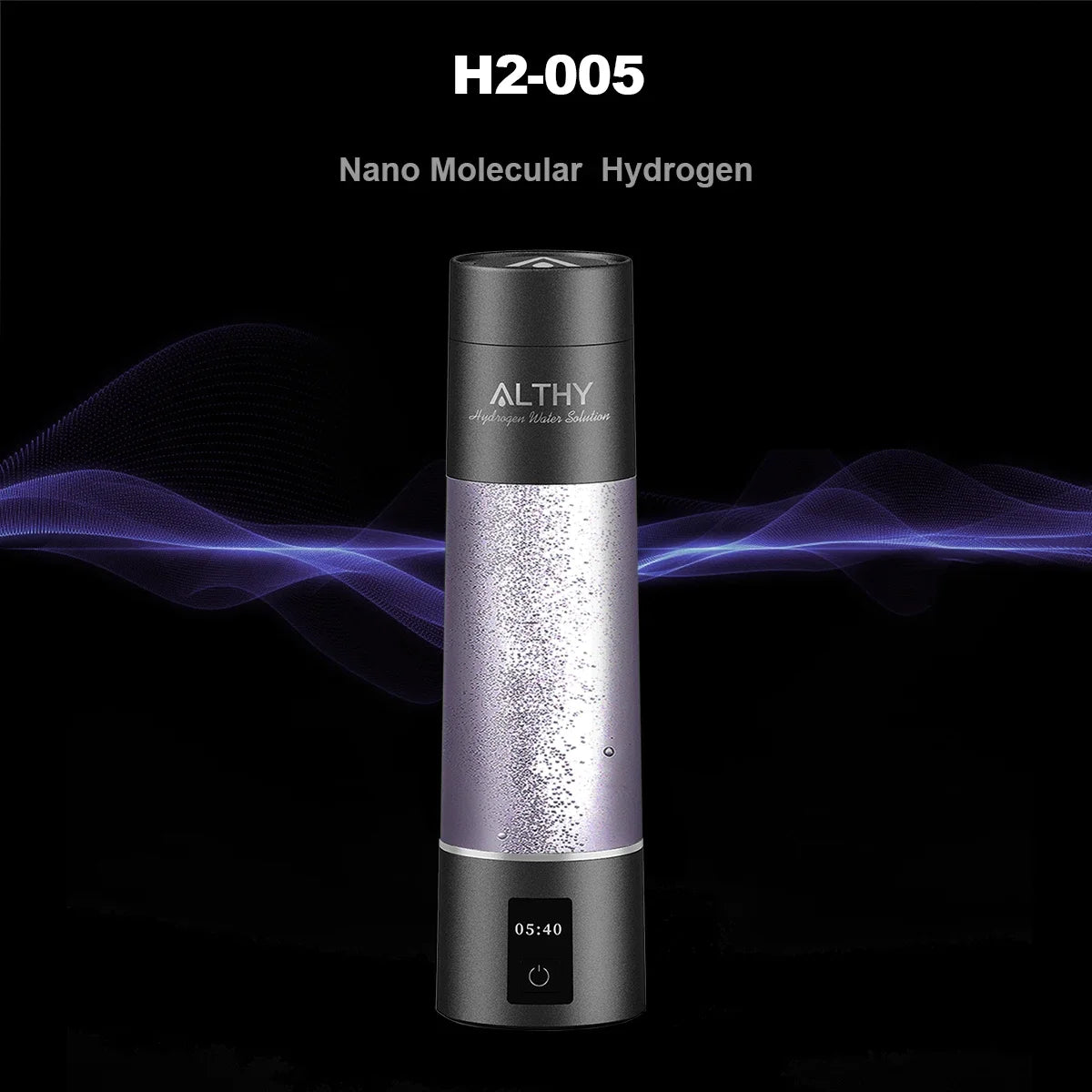 ALTHY Performance Molecular Hydrogen Water Bottle – DuPont SPE & PEM Dual-Chamber Ionizer with Charging & Time Display – High-Concentration H₂ Generator (Up to 5000ppb)