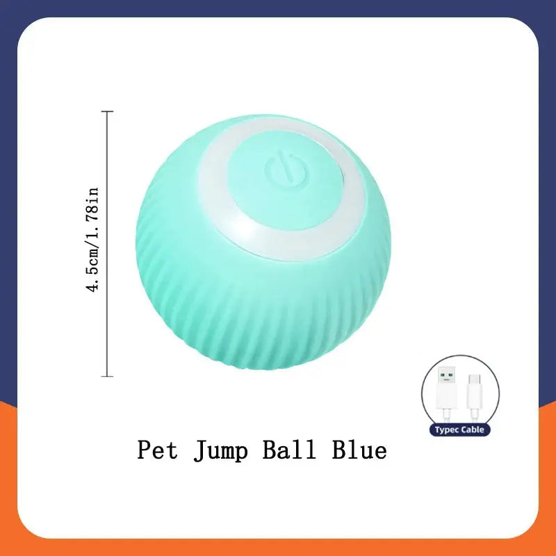 Smart interactive pet ball with USB rechargeability, automatic bouncing and rolling features for dogs and cats to enjoy endless fun and exercise