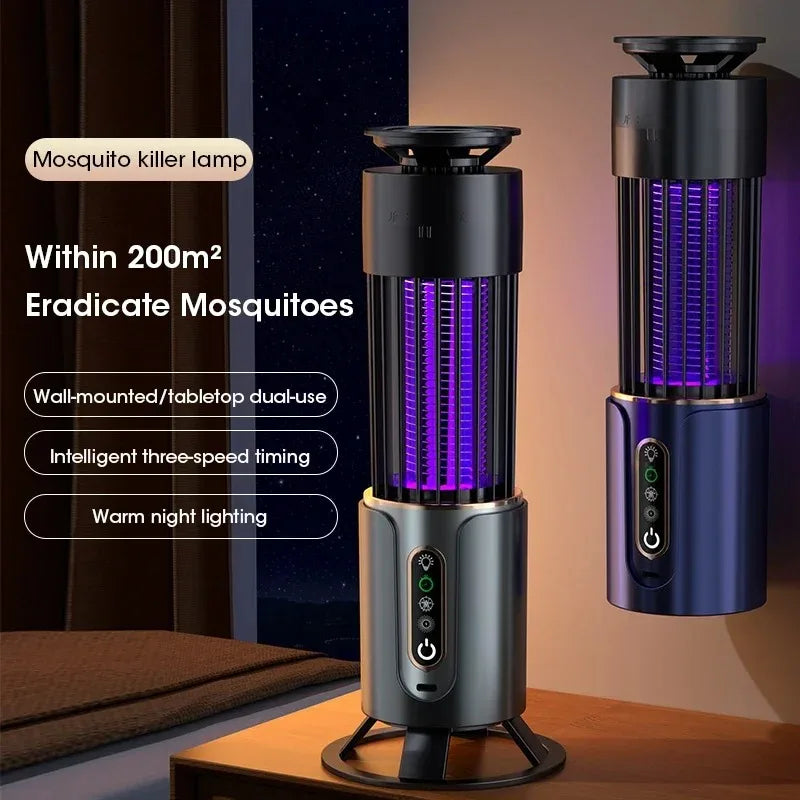 Rechargeable Mosquito Killer Lamp – Silent Electronic Insect Trap with 3-Level Timer & UV Anti-Mosquito Technology
