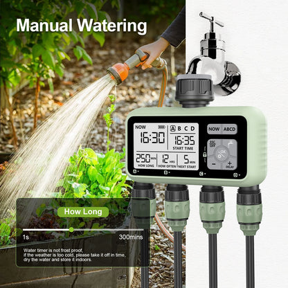 RESWAT 4-Outlet Water Timer – Multifunctional Sprinkler Controller with Multi-Caliber Adaptors for Easy Garden Irrigation