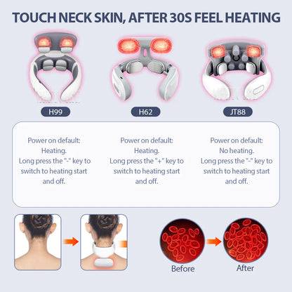 Smart Wireless Back & Neck Massager with Heating & TENS Pulse – Cervical Muscle Pain Relief & Shoulder Health Care