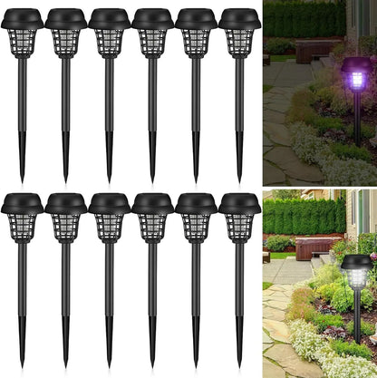Solar-Powered Mosquito Zapper Lamp – Waterproof Insect Killer with 2 Light Modes & Safety Net for Lawn & Outdoor Use